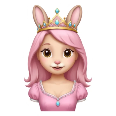 Bunny + tiara + pink dress + happy sticker