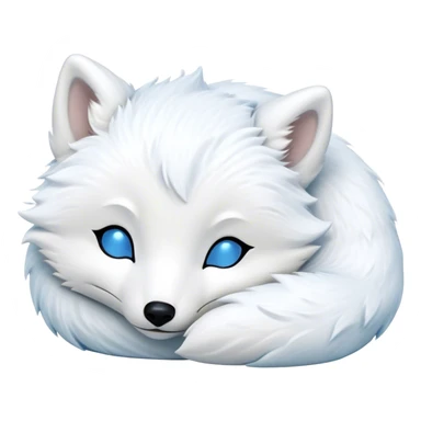 Meme-Worthy Cute Sleeping Arctic Fox Portrait Emoji, Head resting peacefully with a contented smile, showcasing a compact, agile build and a luxuriously soft white Fur with delicate icy blue accents, eyes shut in a serene, restful nap, Simplified yet hilariously adorable features, highly detailed, glowing with a soft, drowsy light, high shine, relaxed and utterly lovable, stylized with an air of playful laziness, bright and heartwarming, soft glowing outline, capturing the essence of a comically sleepy arctic fox, so meme-worthy it feels like it could instantly become the next viral sensation of adorable slumber! sticker
