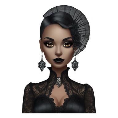 Hyper Realistic Goth victoria secret model holding a Goth style handheld fan sticker