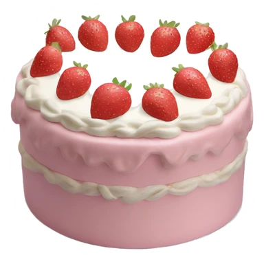 Light Pink strawberries and cream birthday cake  sticker