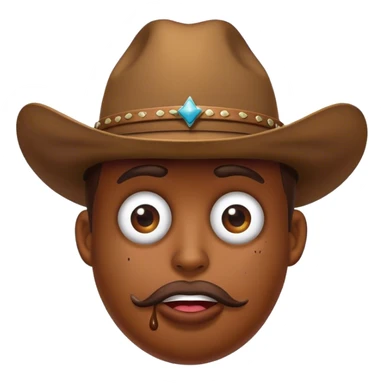 Poop face wearing a cowboy hat sticker
