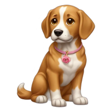 chat rose sur un chien en or sticker