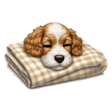  cavapoo puppy sleeping with a blanket sticker