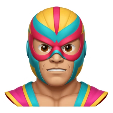 Mexican wrestler portrait, head and shoulders only, colorful luchador mask, muscular collar, confident expression, 3D cartoon, mobile game icon style, clean background, no text, no watermark
 sticker
