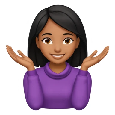 A brown skin girl with black hair with her hands on her neck like she’s choking herself, but she’s smiling sticker