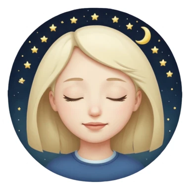 Half-closed eyes + small smile + tiny moon above head sticker
