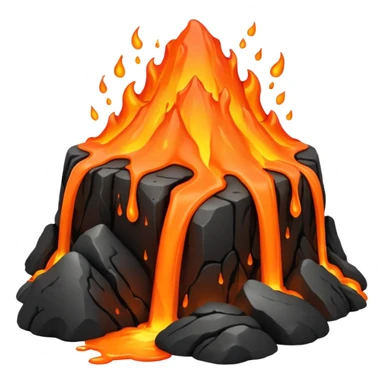 A lava flow spilling slowly over blackened rocks. sticker