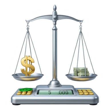 scale with money and AI written on other side sticker