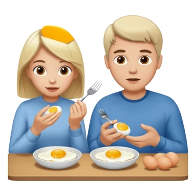 White blonde girl and white man with brown hair eating eggs  sticker
