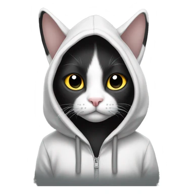 Black and white cat with a hoodie  sticker