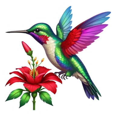 hummingbird drinking nectar from flower sticker