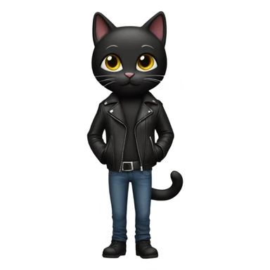 black skinny cat leather jacket sticker