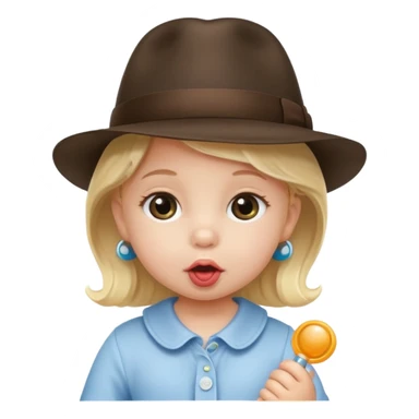 a baby girl with pacifier and fedora sticker