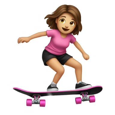 little girl with brown hair, pink shirt and black shorts skateboarding in miniramp sticker