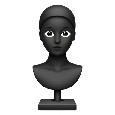 Minimalistic flat vector icon, iOS style, thin black contour on white background. Matte black mannequin in front of in 3D monochrome style. skulpt sticker