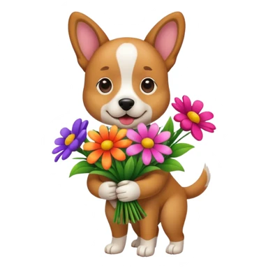 Dog carrying flowers sticker