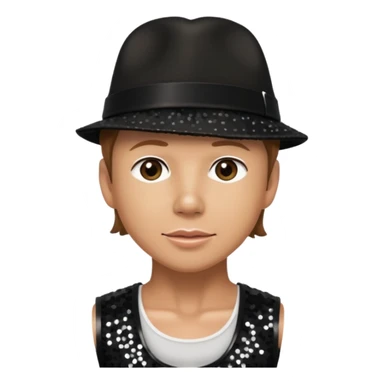 Donnie Wahlberg from NKOTB with light brown hair, black sequin crop top and hat sticker