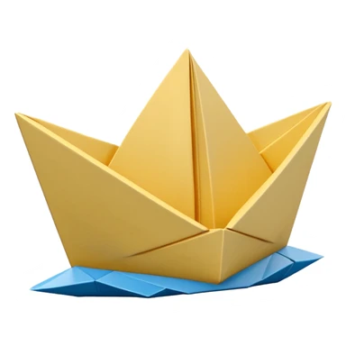 3D render of Paper Boat made entirely of folded origami paper, sharp creases, cardboard texture, matte finish, visible paper grain, craft aesthetic, Apple emoji style, isolated on white background --v 6.0 sticker