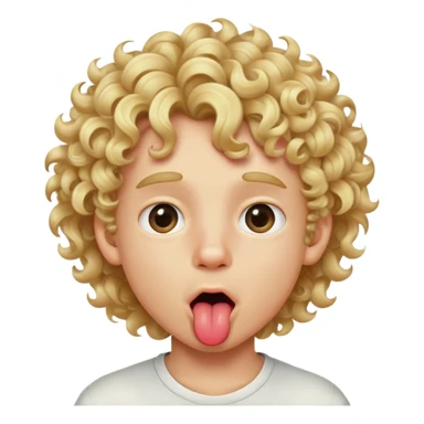 Blonde curly hair boy sticking his tounge out  sticker