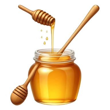 jar of golden honey with a dipper sticker