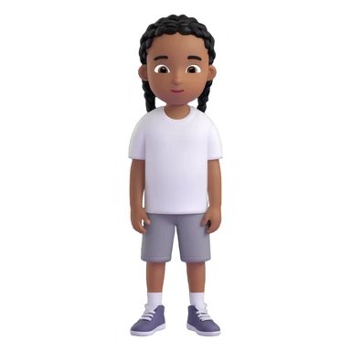 african american boy with a white tee and black braids sticker