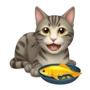 Cat eating golden fish sticker