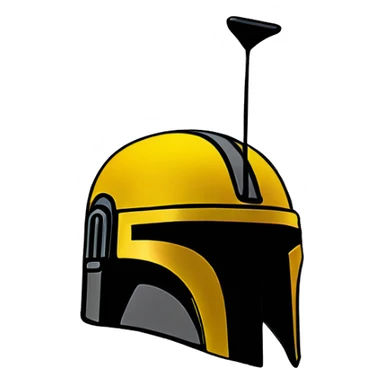 Mandalorian helmet black and yellow with antenna sticker