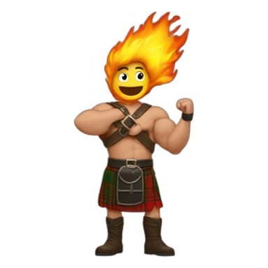 monty starting fires wearing a kilt flexes bicep sticker