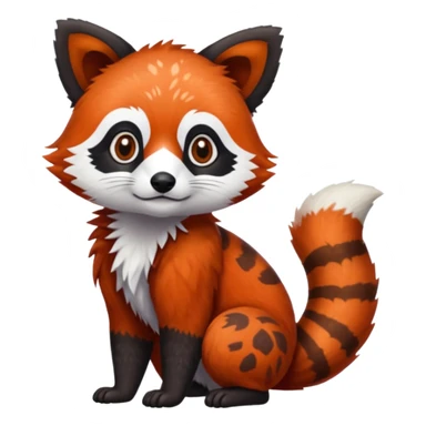 Black-eared Realistic patterned speckled flurry scaly 4-legged quadrupedal Red-Panda-Munchkin-Kitten-Lemur-Raccoon-Dog-Red-Fox-animal-fusion-hybrid, Full body sticker