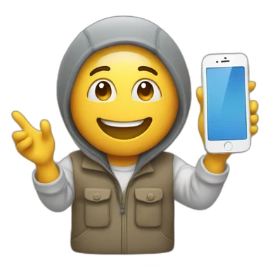 Happy person holding an iPhone sticker