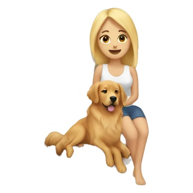 Blonde woman in bed with golden retriever, orange, cat, and black cat sticker
