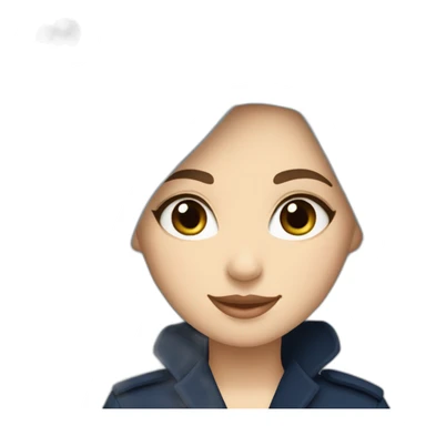muslim white girl with levant white hijab and navy blue trench coat sticker