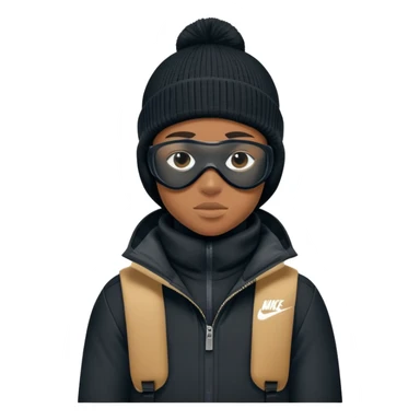 Young black 13 year old with Nike ski mask with ARP sticker