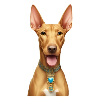 An Egyptian pharaoh hound its tongue sticking out sticker