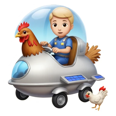 Kid getting ran over by a chicken driving a spaceship sticker