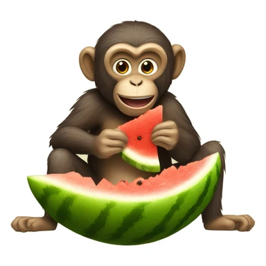 Monkey eating watermelon and chicken  sticker