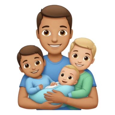 man with three babies sticker