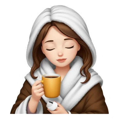 girl inside a blanket sipping coffee eyes closed sticker