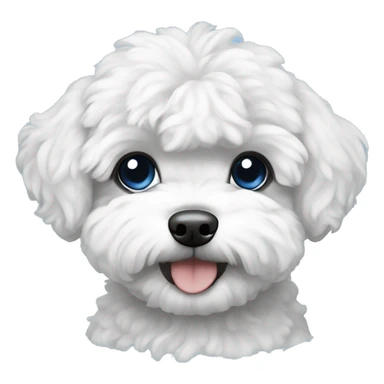 Maltipoo, black and white hair, blue eyes anime style sticker
