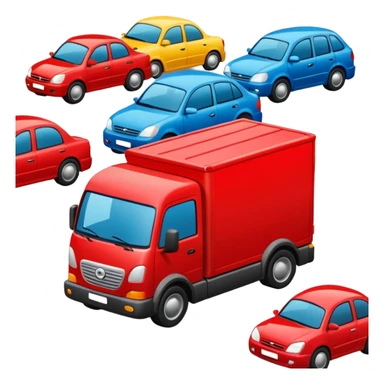 create a realistic emoji showing a logistic car in a trafic situation sticker