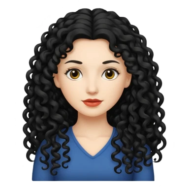 mujer blanca con cabello largo rizado negro sticker