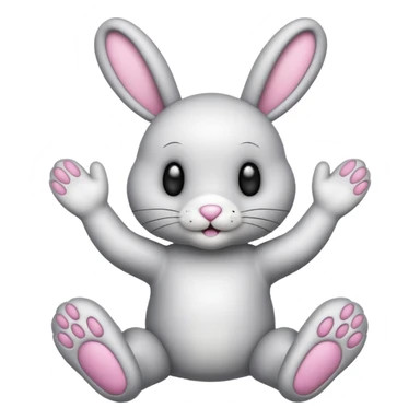 Emoji pour twitch d'une peluche lapin squelette noir faisant signe de la patte avec le texte:"Hi !" sticker