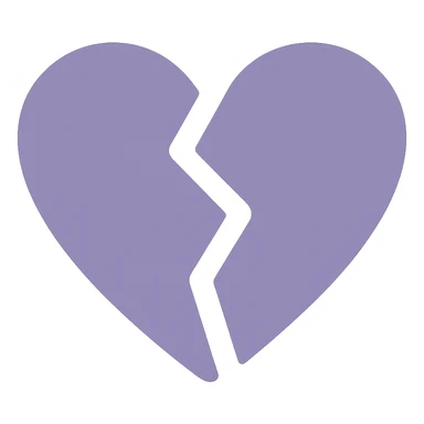 A dull purple broken heart sticker
