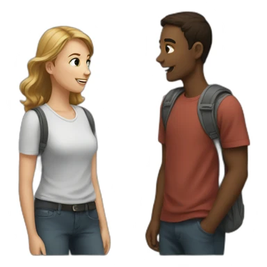 two students discussion sticker