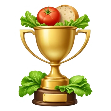 trophy with bread, lettuce, tomato sticker
