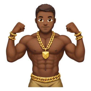 smug muscular shirtless nigerian flexing with gold chain sticker