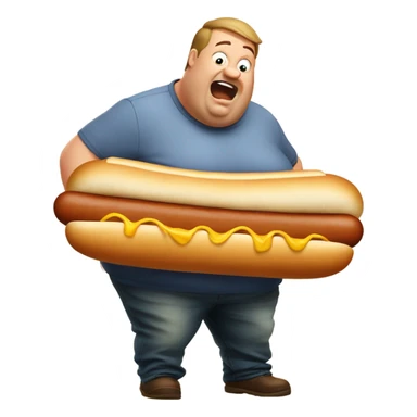 Fat dude drooling on massive hot dog sticker