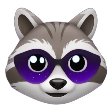 raccoon with tears in eyes holding purple eggplant sticker