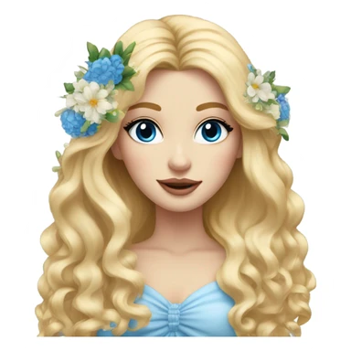 Wedding hair long with colourful florals beautiful finished blonde girl with blue eyes  sticker