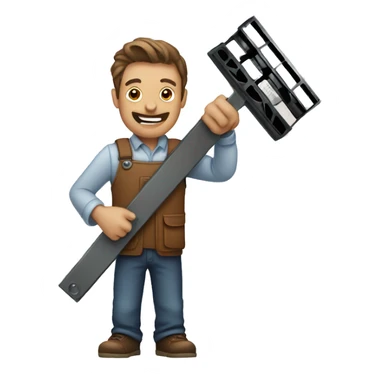 man holding a movie film cutter sticker